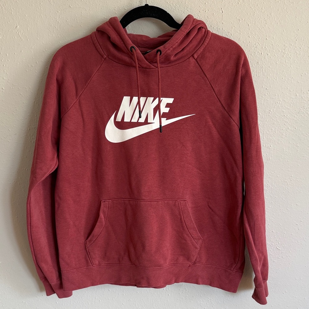 Nike Women’s Maroon Crewneck Hoodie with White Logo